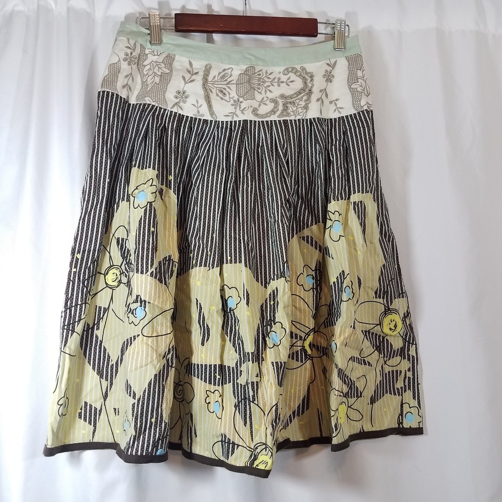 Cabi The Treasure Hunter Size 6 Brown Pattern Skirt Nwt